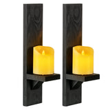 1 x RAW Customer Returns Romadedi wooden candle holder wall wall holder - black wall mount candle holder for candles set of 2 vintage wall decoration wall candle holder for tea lights living room country house decoration shabby- RRP €23.99