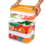 1 x RAW Customer Returns Storage box for Lego building blocks storage compartments stackable boxes toy storage with lid stacking boxes plastic sorting boxes small parts transparent organizer box children s toy box - RRP €49.99