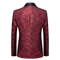 1 x RAW Customer Returns KUDORO Men s Suits 3-Piece Slim Fit Paisley for Wedding Party One Button Jacquard Tuxedo Men s Suit Jacket Vest Pants Red, L  - RRP €115.99