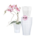 1 x RAW Customer Returns Garten lux orchid pots white set of 4 2L 16 cm with set of 4 orchid planters drainage hole plastic transparent 1L 14 cm for indoor use - RRP €16.92