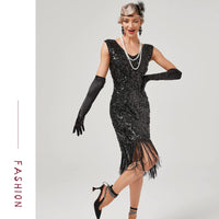 1 x RAW Customer Returns BOFUNX Women s 1920s Dress Fringe Dress Sequin Dress Women 1920s Flapper Dress Gatsby 1920s Dress Women for Carnival Charleston Theme Party - RRP €39.99