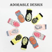 1 x Brand New YANWANG 5 Pairs Baby Anti-Slip Socks, Cute Cartoon Crew Socks with Handles for Toddlers Boys Girls 4-fruit, 3-5 Years  - RRP €27.6