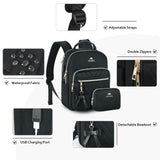 1 x RAW Customer Returns MATEIN Backpack Women Small, Elegant School Backpack Purse Set 2 in 1 Waterproof City Backpack Casual Daypack with USB Charging Port Modern Handbag Backpack Bag for Travel Work Black - RRP €31.45