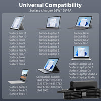 1 x RAW Customer Returns 65W Surface charging cable 15V 4A Microsoft charger power supply for Surface Pro 11 X 10 9 8 7 7 6 5 4 3, Surface Laptop 7 6 5 4 3 2 1, Surface Go 4 3 2 1, Surface Book 3 2 1, Model 1706 1796 1800 with USB - RRP €25.99