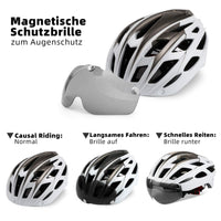 1 x RAW Customer Returns Shinmax Bicycle Helmet Men Women Bicycle Helmet with Visor Magnetic Removable Goggles Bicycle Helmets with Light Adult Cycling Helmet City Helmet Adjustable Breathable Safety Protection MTB Helmet - RRP €45.99