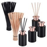 1 x RAW Customer Returns JIZZU Glass Diffuser Bottles, 4 Pack Empty Diffuser Bottle, 100ml Black Reed Diffuser with Replacement Sticks Set for DIY Replacement Sticks Sets, Fragrance Vase 100 Pieces - RRP €21.16