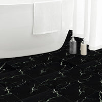 9 x Brand New Elffloor PVC floor covering self-adhesive, floor tiles self-adhesive bathroom vinyl floor self-adhesive for kitchen living room bedroom waterproof adhesive tiles marble effect black 30 x 30 cm 10 pieces 1 mm - RRP €243.9