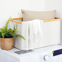 1 x RAW Customer Returns DOKRVLOQ Foldable Laundry Basket 50L Light Gray Fabric Bamboo Foldable Laundry Tub Foldable Basket Storage Flat Laundry Collector Collapsible Foldable Laundry Basket - RRP €23.99