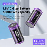 1 x RAW Customer Returns Mspalocell USB-C Lithium C batteries 6000mWh LR14 battery 1.5V fast charging Type-C batteries with charging cable, low self-discharge, 1500 cycle, with charging light, 2 pieces battery - RRP €42.99