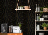 1 x RAW Customer Returns CiCiwind 44 600cm Self-Adhesive Wallpaper Geometric Adhesive Film Black Gold Wallpaper Self-Adhesive Furniture Film Waterproof Wall Cladding Living Room Bedroom Wall Furniture Vinyl Decorative Film - RRP €21.17