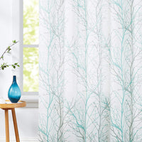 1 x Brand New FMFUNCTEX Curtains with Tree Branches Printed 127 cm Width Light Blue Translucent Curtains Linen Semi-Transparent Modern Eyelet Curtain Decorative Curtain for Bedroom Living Room 2 Pieces Light Blue, 127 x 175 cm  - RRP €33.69