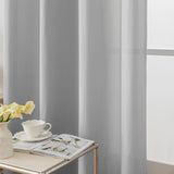 1 x RAW Customer Returns Ystyle Interior Curtains 2 Pieces 140x260 CM, Living Room Bedroom Curtains, Modern Curtains for Living Room Home Window, Semi Elegant Sheer Voile Curtains with Rings, Gray - RRP €29.74