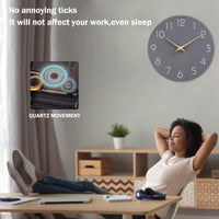 1 x RAW Customer Returns MeYuxg Wooden Wall Clock Without Ticking Noise, Silent Modern 30cm Quartz Large Battery Operated Wall Clock, for Room Home Kitchen Bedroom Office School Gray  - RRP €19.15