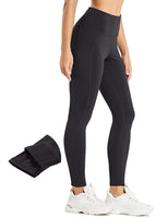 1 x RAW Customer Returns Comallan Women s Winter Thermal Leggings, Waterproof Running Sports Tights, Running Trousers, Hiking Trousers, Training Trousers with Fleece Lining and Pockets, Black L - RRP €32.99