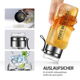 1 x RAW Customer Returns Glass bottle 1 liter 1l - 1.2 liter - water bottle glass with neoprene cover - glass drinking bottle with stainless steel sieve, glass lid can be used as a cup, for water and drinks 1200ml  - RRP €20.16