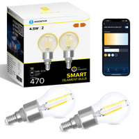 1 x RAW Customer Returns Aigostar Alexa light bulb E14, Smart LED vintage lamp, Smart light bulb G45 transparent globe, 4.5W 470LM, warm white dimmable 2700K -6500K, compatible with Alexa and Google Home, 2 pieces. - RRP €20.99