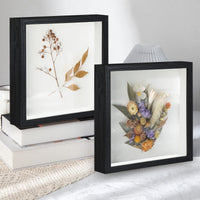 1 x RAW Customer Returns Anhow 2-pack 3D picture frames for filling, 3D picture frame deep object frame 20 x 20 cm with transparent real glass for table top and wall - black 3 cm - RRP €21.99