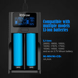 1 x RAW Customer Returns iEGrow 18650 Battery Charger, LCD Battery Charger with USB Port for 18650, 26650, 18500, 18350, 17670, 17500, 16340, 14500, 10440 3.7V Li-ion Battery, 2 Slots - RRP €18.99