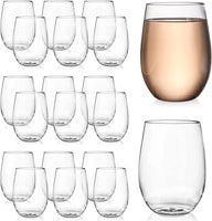 1 x RAW Customer Returns Tebery Pack of 20 16oz Unbreakable Plastic Wine Glasses, 450ml Reusable Heavy Duty Clear Drinking Glasses, Stemless Wine Cups for Champagne, Dessert, Food Samples - RRP €26.99