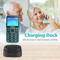 1 x RAW Customer Returns uleway senior cell phone with large buttons and cell phone without contract, 2.4 inch LCD, hearing aid compatible, SOS function, dual SIM cell phone, flashlight and charging station, vodafone, dark green - RRP €36.29