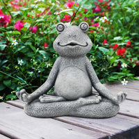 1 x RAW Customer Returns Yeomoo Meditation Yoga Frog Figures Garden Decoration for Outdoors, Zen Garden Frog Figure for Room Desk Decoration Funny Gifts for Women Children Girls Fairy Garden Home Decoration Gray 13CM - RRP €16.99