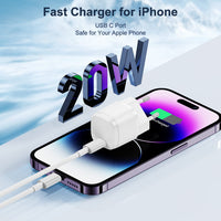 1 x RAW Customer Returns iPhone 14 charger with Lightning cable 2M, 20W USB C quick charger with iPhone charging cable, Apple 13 quick charging cable with power supply, Type C plug adapter for iPhone 14 Pro Max 13 Mini 12 11 X XR 8 Plus - RRP €13.1