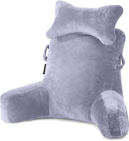 1 x RAW Customer Returns SLIGUY Reading Pillow, with Removable Neck Pillow and Higher Support Arm for Sitting in Bed, Sofa or Floor, Back Pillow for Adults for Reading, Gray - RRP €66.54