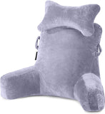 1 x RAW Customer Returns SLIGUY Reading Pillow, with Removable Neck Pillow and Higher Support Arm for Sitting in Bed, Sofa or Floor, Back Pillow for Adults for Reading, Grey - RRP €74.53