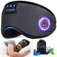 1 x RAW Customer Returns LC-dolida Sleep Mask with Headphones Side Sleeper Sleep Mask Bluetooth Washable Light Blocking Sleep Glasses with Microphone for Travel Nap Yoga Meditation Sleeping Gray  - RRP €26.99