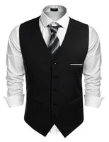 1 x RAW Customer Returns COOFANDY Suit Vest Men Sleeveless Slim Fit Western Vest V-Neck Suit Wedding Vest Men With 5 Buttons Gilet Black XL - RRP €31.7