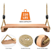 1 x RAW Customer Returns Wooden swing seat, wooden swing for adults and children, garden swing with adjustable rope, indoor and outdoor swing, wooden swing, outdoor swing board for adults up to 100 kg - RRP €43.46