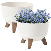 1 x RAW Customer Returns PECZEKO flowerpot saucer flowerpot planter 2x set of planters 29 round flowerpots cream - RRP €25.2