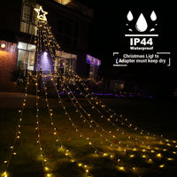 1 x RAW Customer Returns Geemoo Christmas tree lighting with stars, 3M x 9 garlands, 317 LED outdoor Christmas lights, ice rain fairy lights for Christmas tree, Christmas tree, window, garden warm white  - RRP €17.24