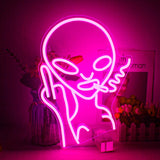 1 x RAW Customer Returns LUCUNSTAR Pink Alien Neon Sign, Alien Neon Light for Wall Decor, Alien Led Sign with USB Powered for Home, Game Room, Bar, Party, Bedroom - RRP €37.3