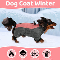 1 x RAW Customer Returns PUZAUKAL Dog Winter Coat Waterproof Dog Jacket with Harness Winter Warm Jacket Reflective Clothes Clothes for Small Medium and Large Dogs, Grey-Pink XXL  - RRP €18.0