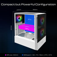 1 x RAW Customer Returns GAMDIAS ATX Mid-Tower Gaming PC Case, Includes 3 x 120mm ARGB Fans, High Airflow Mesh Front, Tempered Glass Side Panel, PSU Cover, White - RRP €59.26