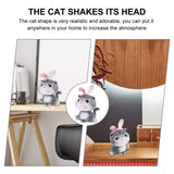 2 x RAW Customer Returns Amosfun Cat Figurines Jointed Head with Rabbit Ears Car Dashboard Decoration - Gray A - RRP €32.98