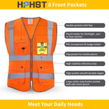 1 x RAW Customer Returns HPHST Safety Vest for Men and Women High Visibility Cycling Vest with Zipper Reflective Vest Work Vest EN ISO 20471 Orange 3X-Large  - RRP €18.14