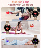 1 x RAW Customer Returns niolina Smartwatch Women with Telephone Function, 1.106 AMOLED Small Screen Smart Watch for Android iOS, IP68 Waterproof Wristwatch with 120 Sports, Fitness Watch for Heart Rate Monitor Pedometer SpO2 Rose Gold  - RRP €59.99