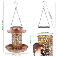 1 x RAW Customer Returns Herefun Solar Bird Feeder, Feeding Stations for Wild Birds, Metal Bird Feeder, Hanging Bird House for Balcony Garden Yard Backyard Outside Decor Solar  - RRP €16.01