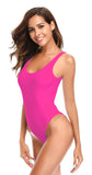 1 x RAW Customer Returns SHEKINI Women s One-Piece Swimsuit U Neck Sport Tummy Control Swimwear Backless Monokini Swimsuit Slim Beachwear Bodysuit S, C-Fluorescent Pink  - RRP €33.35