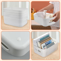 1 x RAW Customer Returns PCS Storage Basket, Hyacinthy Plastic Baskets Storage Box Small Basket Boxes with Handles Storage Container Organizer for Bathroom Kitchen Shelf, White - RRP €13.72