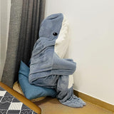 1 x RAW Customer Returns Menkala Shark Blanket to Wear Adult Women Cuddly Blanket Fluffy Flannel Shark Tail Blanket XL Sleeping Bag Costume Hoodie Wearable Blanket with Sleeves and Hood Funny Gift Light Blue 210cm - RRP €21.17