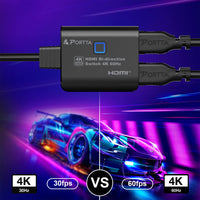 1 x RAW Customer Returns HDMI Switch 4K 60Hz with 60cm Fixed HDMI Cable, PORTTA Bi-directional HDMI Splitter 1 in 2 Out, HDMI Switch 2 in 1 Out, HDMI 2.0 Switcher Support HDCP 2.2 HDR10 only one Screen Works simultaneously  - RRP €16.13