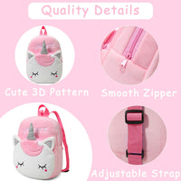 1 x RAW Customer Returns Children s Backpack, Kasgo Kindergarten Backpack Child Backpacks Baby Girl Small Kindergarten Backpack Cute Preschool Backpack Plush 3D Animals Soft Primary Backpacks for 1-3 Years, Unicorn - RRP €19.56