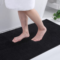 1 x RAW Customer Returns Homaxy Chenille Bathroom Rug Non-Slip Bath Mat Washable Bath Rug Soft Bath Mat Absorbent Shower Mat for Bathroom - 60x120 cm, Black - RRP €30.24