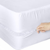 1 x RAW Customer Returns Utopia Bedding Waterproof Mattress Cover, 160 x 200 x 20 cm with 6-Sided Protection Zipper Premium Mattress Protector White - RRP €24.58