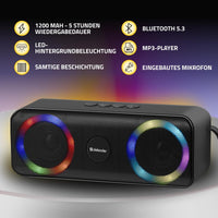 1 x RAW Customer Returns Defender Bluetooth Speaker Q1 Portable, Music Box with RGB LED Light, USB Micro SD Card AUX-in Playback True Wireless Stereo Hands-Free Function - FM Receiver, MP3 Player Bluetooth Speaker - RRP €24.53