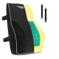 2 x RAW Customer Returns Feagar Gel Lumbar Cushion in Memory Foam - Backrest Cushion for Office Chairs, Cars, Sofas, Wheelchairs, Gaming Chairs, Back Support with Washable Cover, Adjustable Straps, Black - RRP €78.68