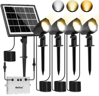 1 x RAW Customer Returns MEIHUA solar spotlights pack of 4 solar garden lights IP66 waterproof, solar lamps for outdoor use, with ground spike, for gardens, shrubs and trees - RRP €45.23